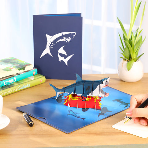 Blue Shark Pop Up Card