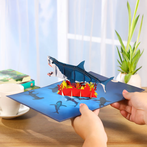 Blue Shark Pop Up Card