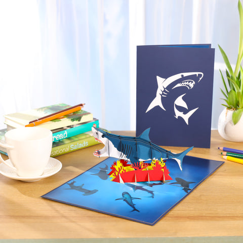 Blue Shark Pop Up Card