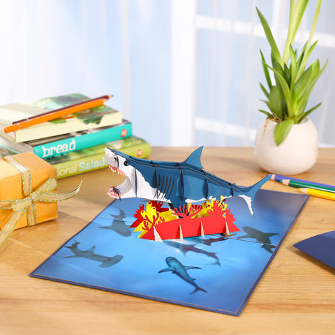 Blue Shark Pop Up Card