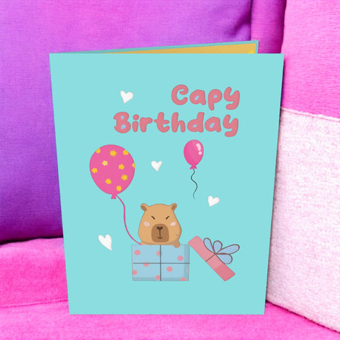 Capybara Birthday Pop Up Card