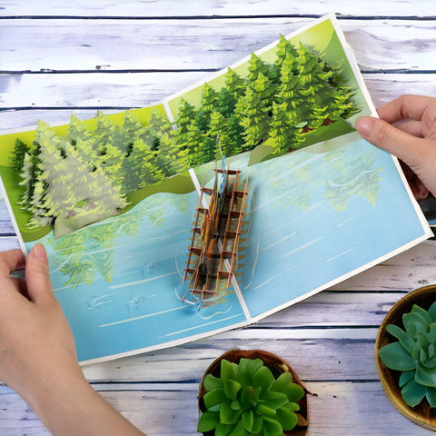 Papa Bear Fishing Pop Up Card