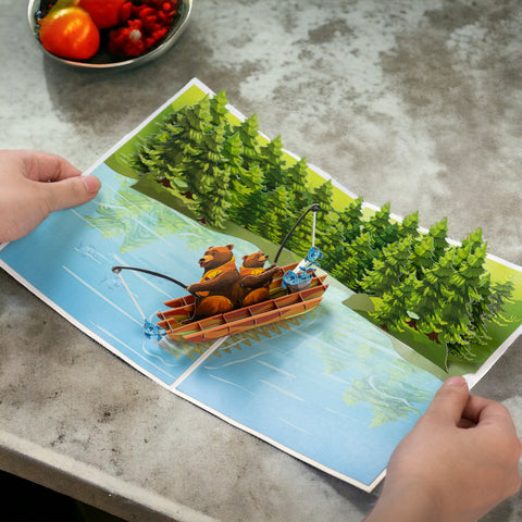 Papa Bear Fishing Pop Up Card