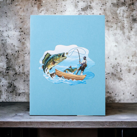 Handmade Lake Fishing Pop-Up Card – 3D Birthday or Father’s Day Card for Dad