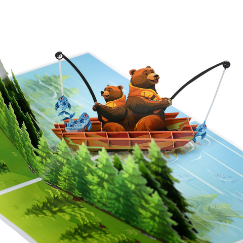 Papa Bear Fishing Pop Up Card