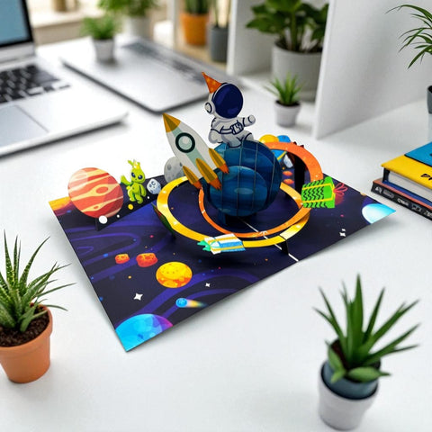 Outspace Spaceman Birthday Pop Up Card