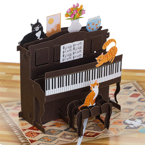 Cats Playing Piano Pop Up Card