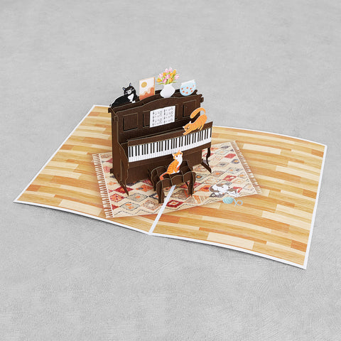 Cats Playing Piano Pop Up Card