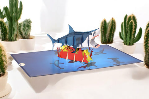 Blue Shark Pop Up Card