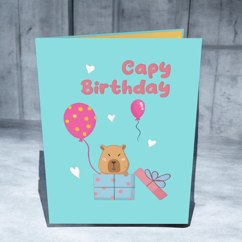 Capybara Birthday Pop Up Card