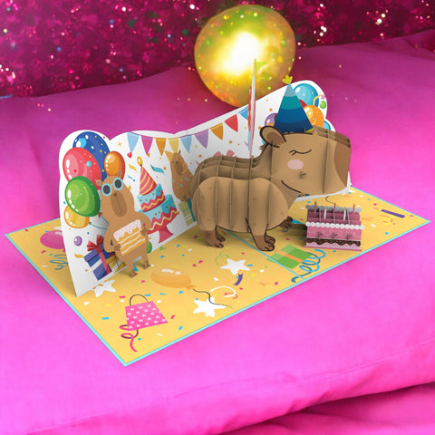 Capybara Birthday Pop Up Card