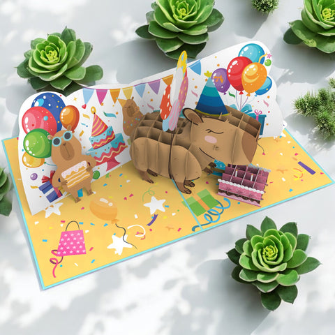 Capybara Birthday Pop Up Card