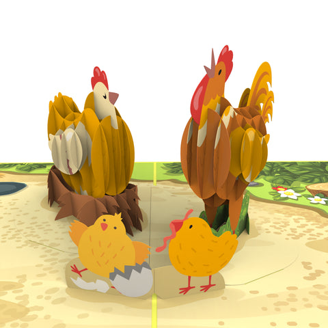 Chicken Family Pop Up Card