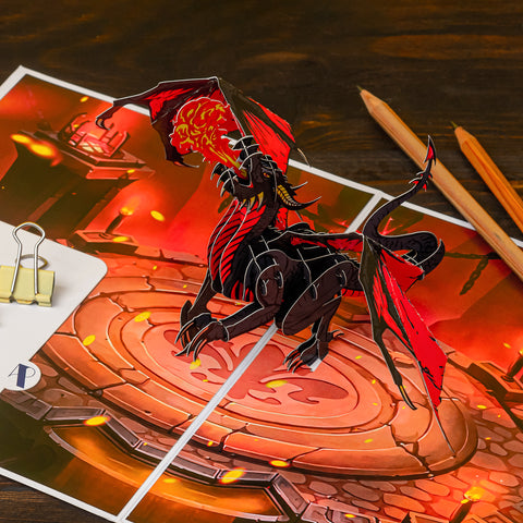 Majestic Fire Dragon Pop Up Card