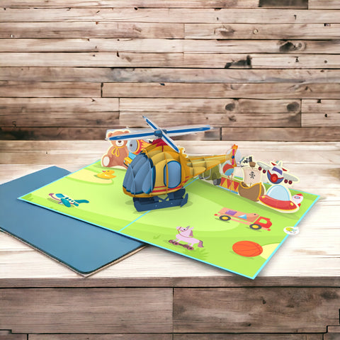 Kids Helicopter Pop Up Card