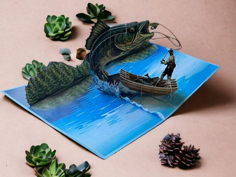 Lake Fishing Pop Up Card