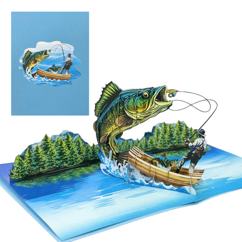 Handmade Lake Fishing Pop-Up Card – 3D Birthday or Father’s Day Card for Dad
