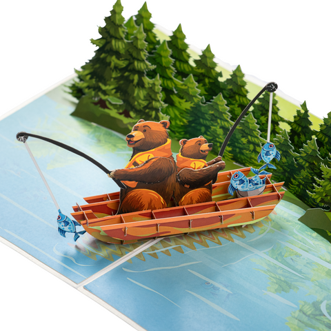 Papa Bear Fishing Pop Up Card