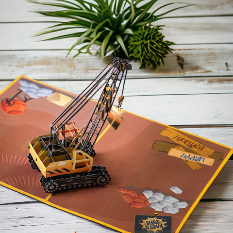 Excavator Birthday Pop Up Card