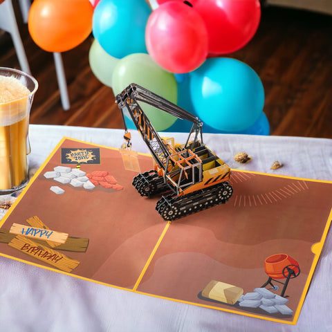 Excavator Birthday Pop Up Card