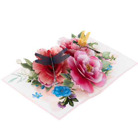 Dragonfly and Peony Pop Up Card