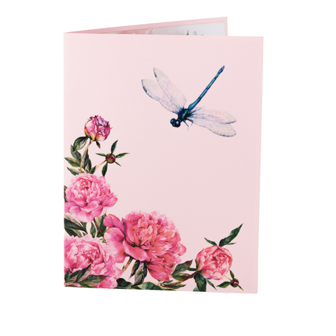 Dragonfly and Peony Pop Up Card