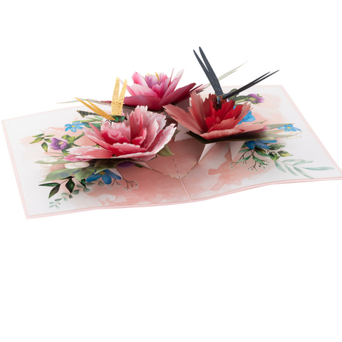 Dragonfly and Peony Pop Up Card