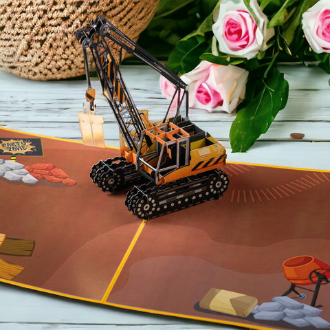 Excavator Birthday Pop Up Card