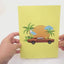 Classic Car On Beach Pop Up Card