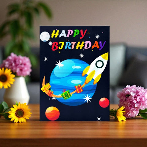 Outspace Spaceman Birthday Pop Up Card