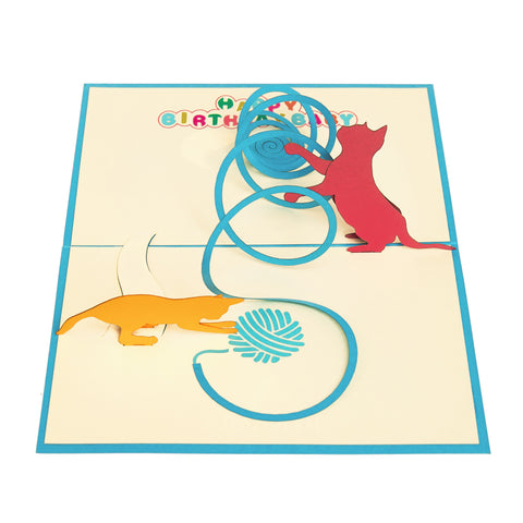 Playful Cat Birthday Pop Up Card (2pk)