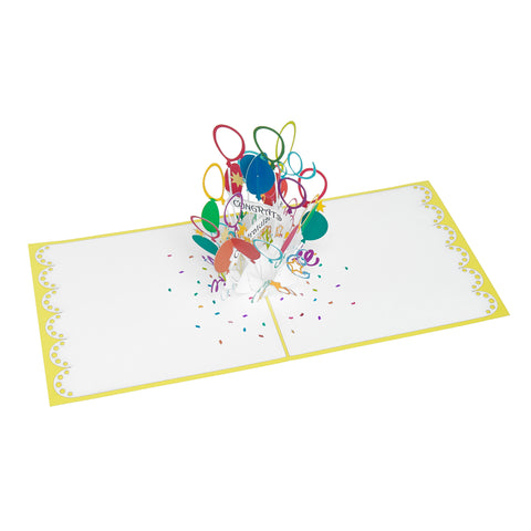 Congratulations Balloons Pop Up Card