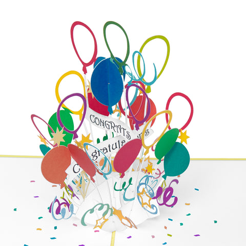 Congratulations Balloons Pop Up Card