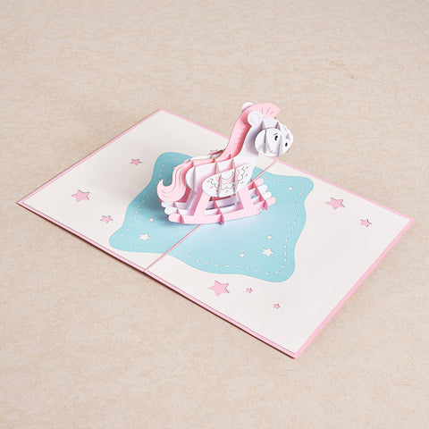 Baby Girl Shower Pop Up Card - Pink