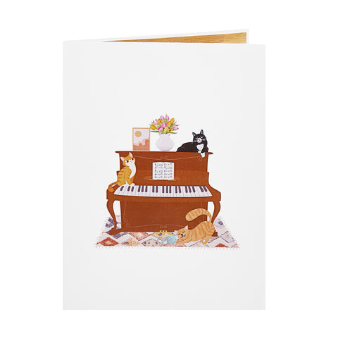 Cats Playing Piano Pop Up Card