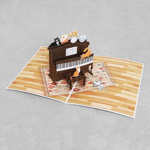 Cats Playing Piano Pop Up Card